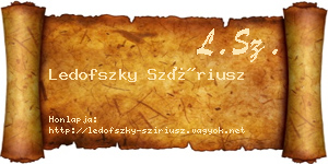 Ledofszky Szíriusz névjegykártya
